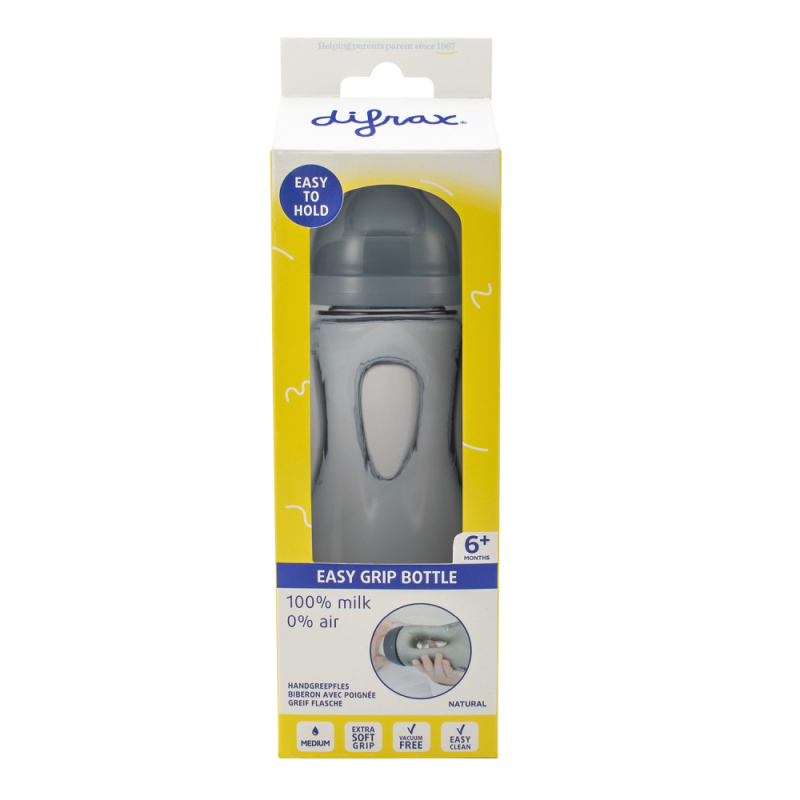 Difrax Easy Grip Bottle 6+ Months Stone 1 Stuks