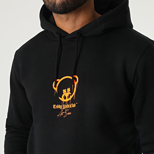 Sweat Capuche Art Series Marker Noir Orange Fluo