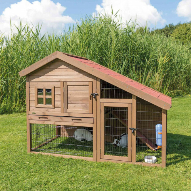 Clapier en bois avec enclos et étage Natura Trixie