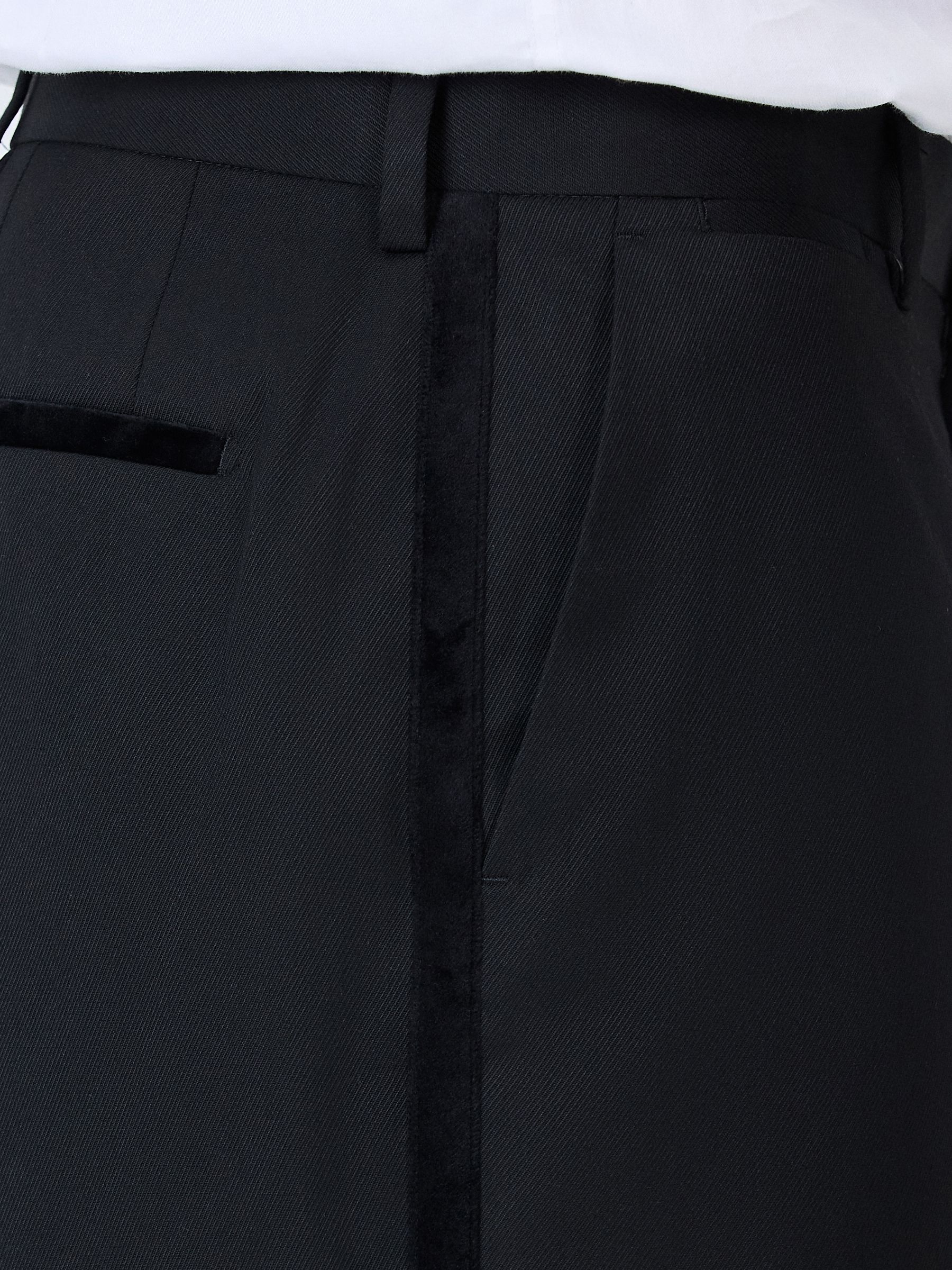 Zwart - Regular Fit Smart Tuxedo Trousers With Velvet Side Tape Detail