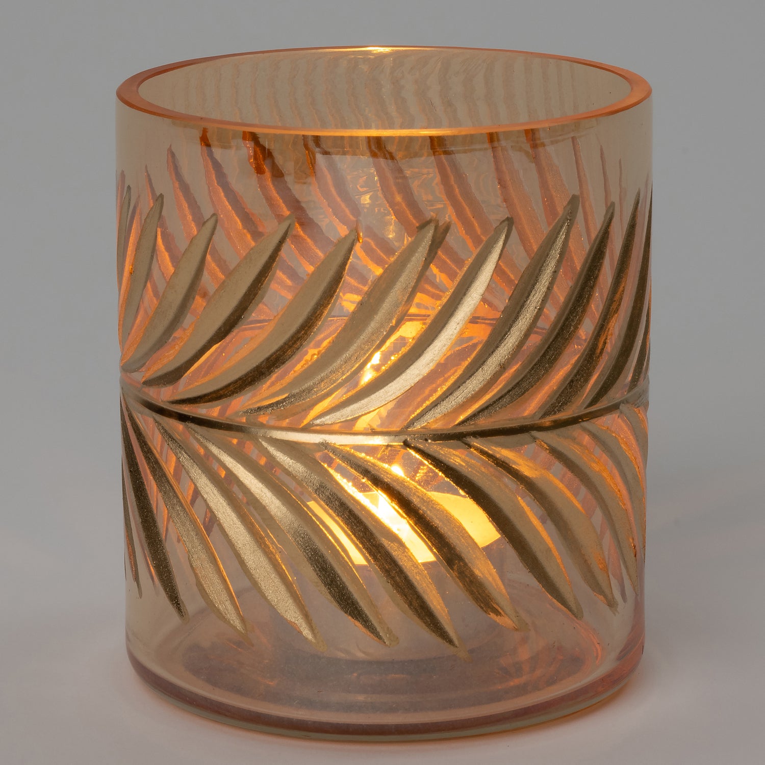 Intratuin waxinelichthouder Riva bruin / transparant D 8 cm