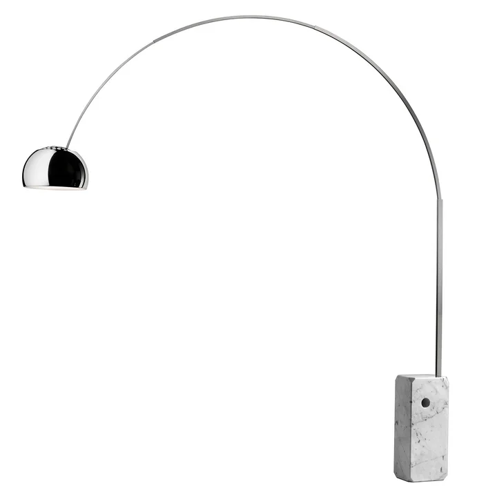 Flos - Arco Stehleuchte, Edelstahl / Marmor weiss