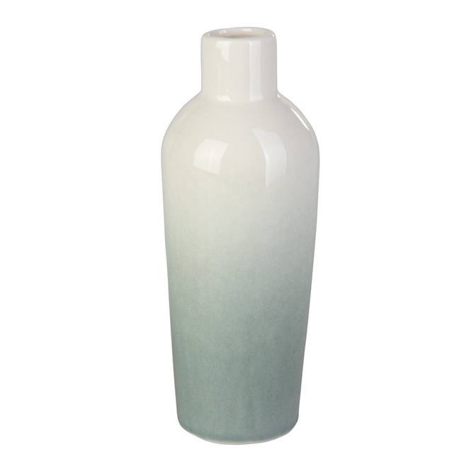 Vase konisch - grün, weiß - ca. 6 x 15,5 cm