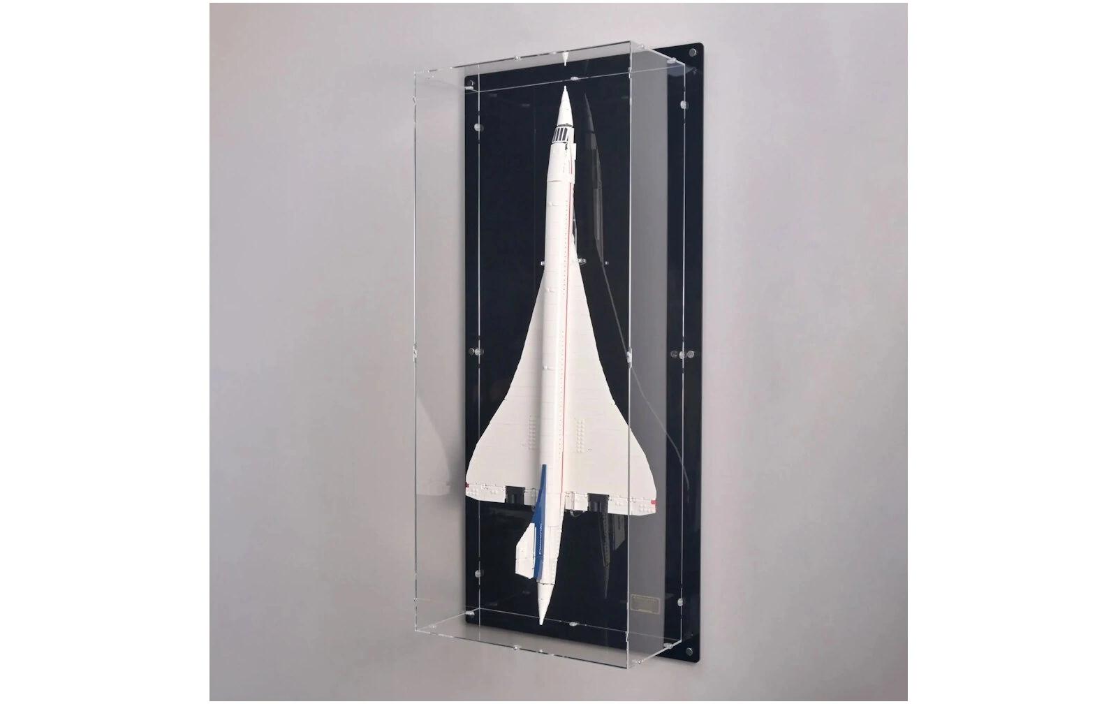 Baukasten Acryl-Wand-Display für LEGO 10318 Concorde<br>Acry-Display-Box mit schwarzem Boden