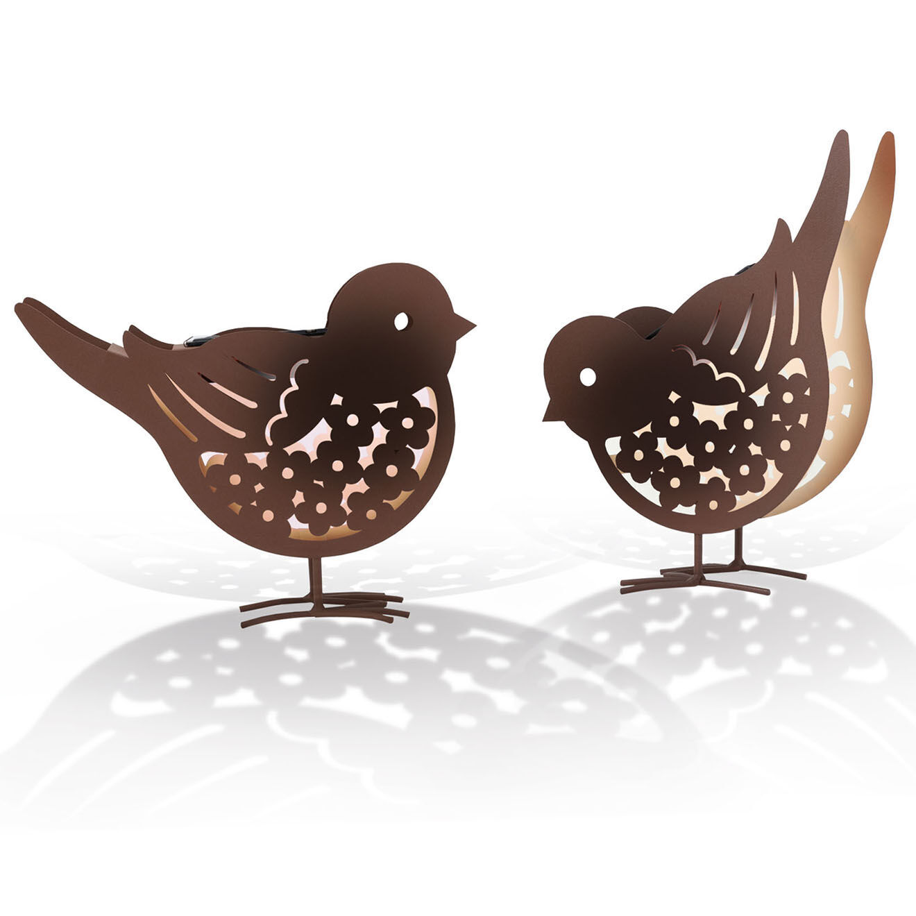 Pratik Garden 2 Lampes oiseaux solaires marron - 20x7x16 cm