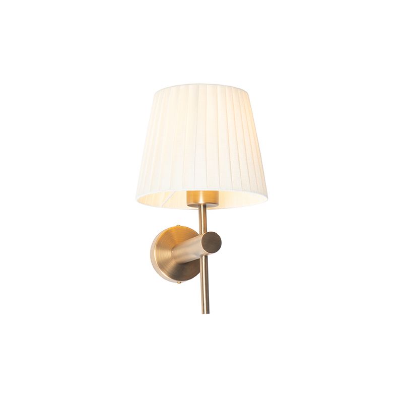 Moderne wandlamp brons met witte kap - Pluk