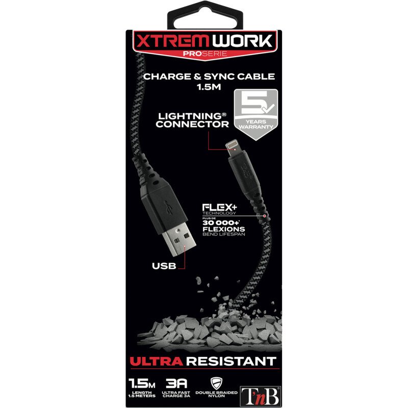 Câble tressé USB 2.0 vers lightning de 1.5 m