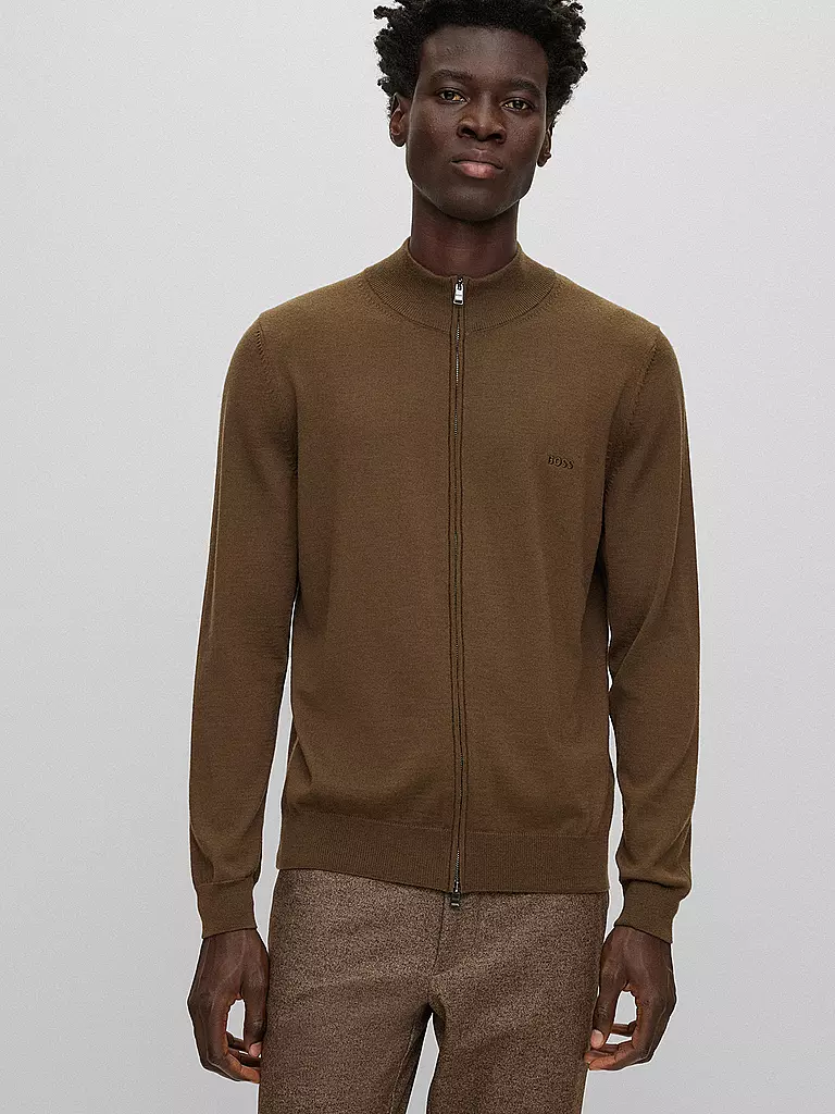BOSS Strickjacke olive