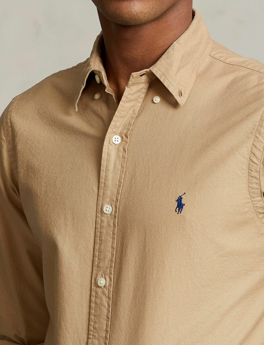 Camisa Oxford POLO RALPH LAUREN, ajustada, tingida em peça