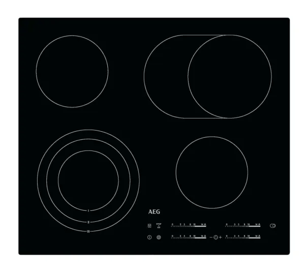 AEG HK654070IB - Keramisk kogeplade - 4 plader - Niche - bredde: 56 cm - dybde: 49 cm - rammeløs - sort