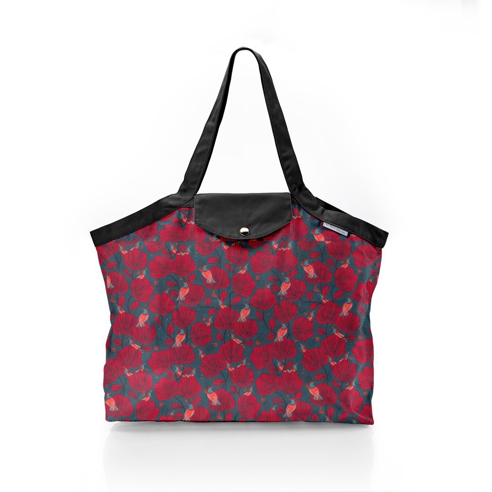 Sac Cabas Taille Moyenne Plissé Oiseau De Noël