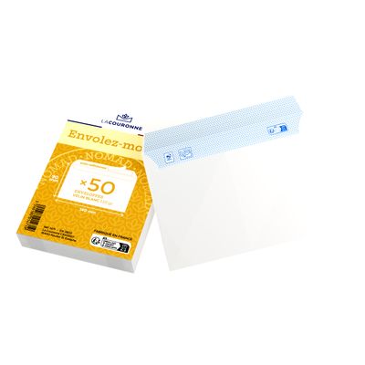 La Couronne - 50 Enveloppes de visite - 90 x 140 mm - 110 gr - sans fenêtre - blanc - bande auto-adhésive