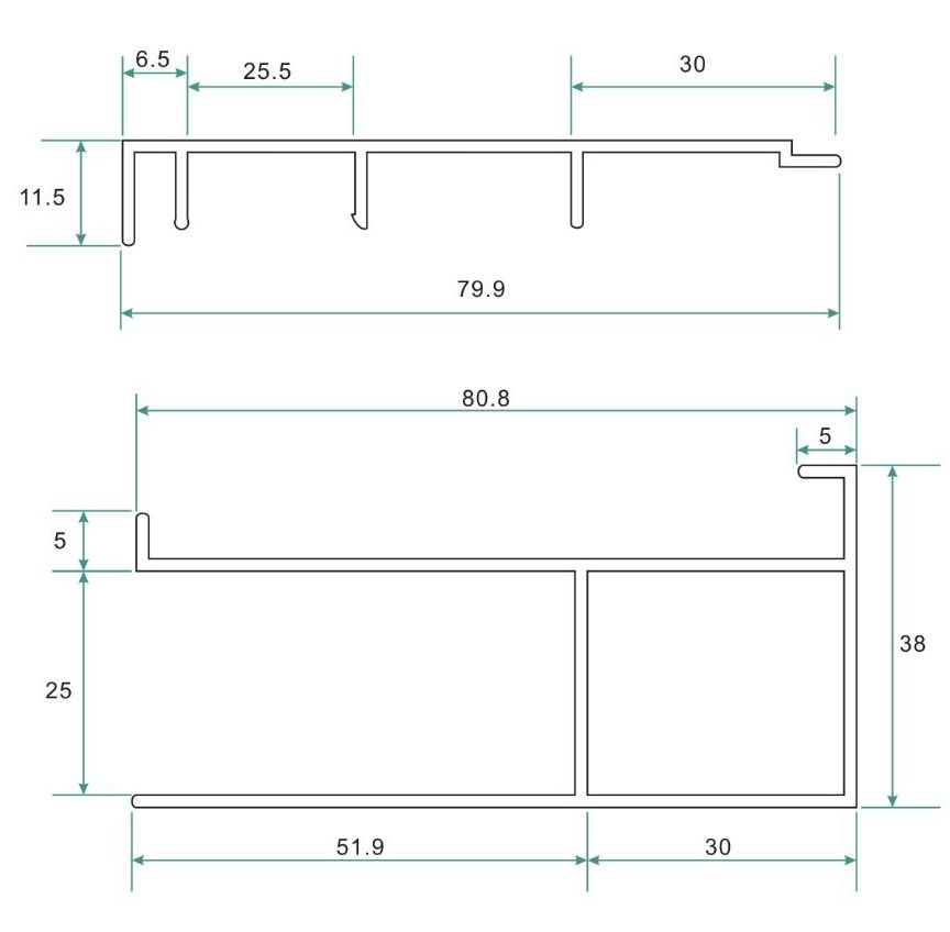 Mueller aluminium verbredingsprofiel voor douchecabines 3x200cm