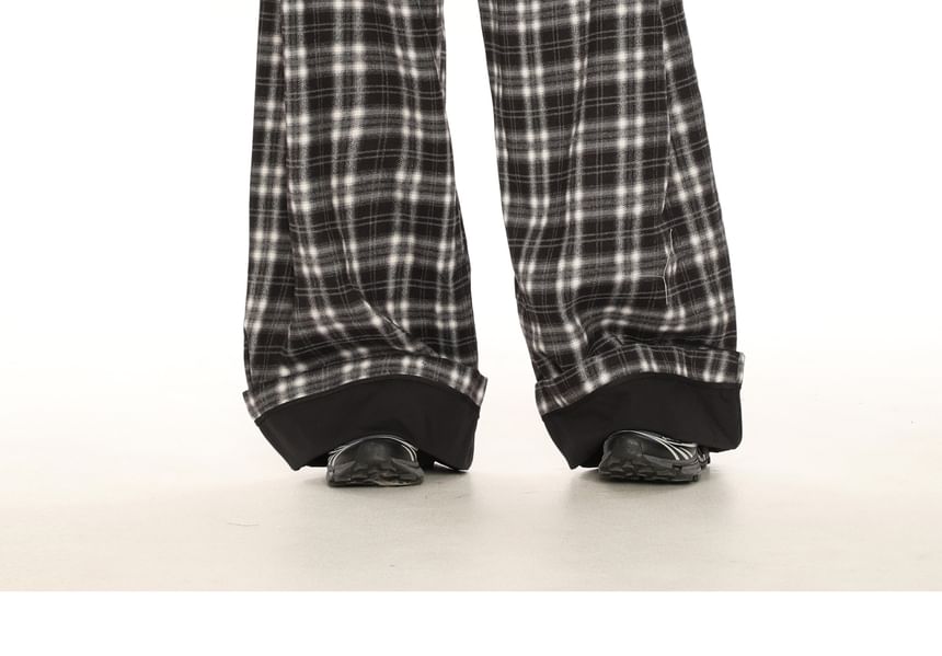 Berrytrix - Geruite broek met hoge taille en wijde pijpen