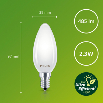 Philips ultra efficient led E14 kaars 2W 2700K
