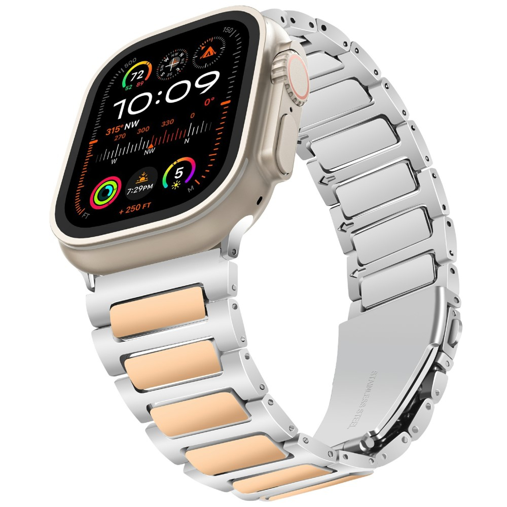 Apple Watch (42/41/40/38 mm) Armband aus Zinklegierung mit Faltschliesse (Gelenkumfang: 135-210mm) - Silber / Roségold