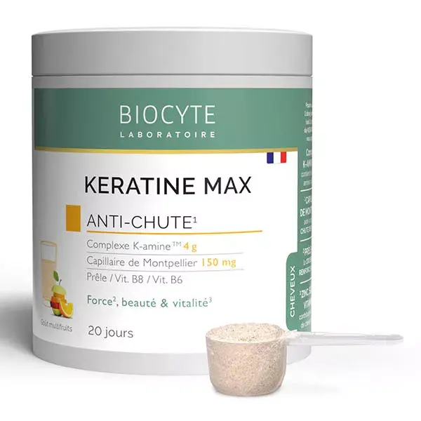 Biocyte Keratin Max em pó para diluir, com cavalinha e biotina para tratamento antiqueda de cabelo (20 dias).