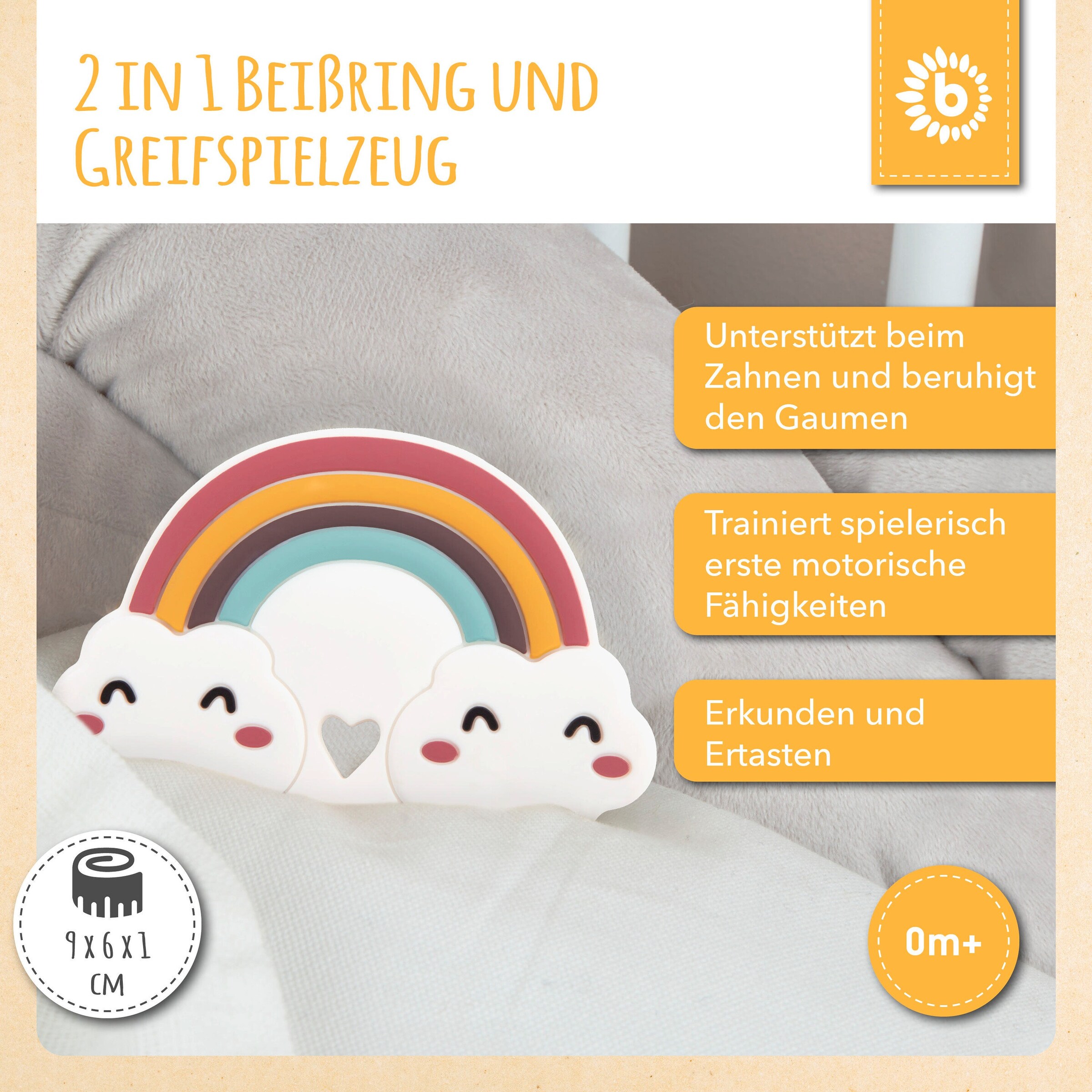 Bieco Beißring Silikon Regenbogen - ab Geburt Mehrfarbig