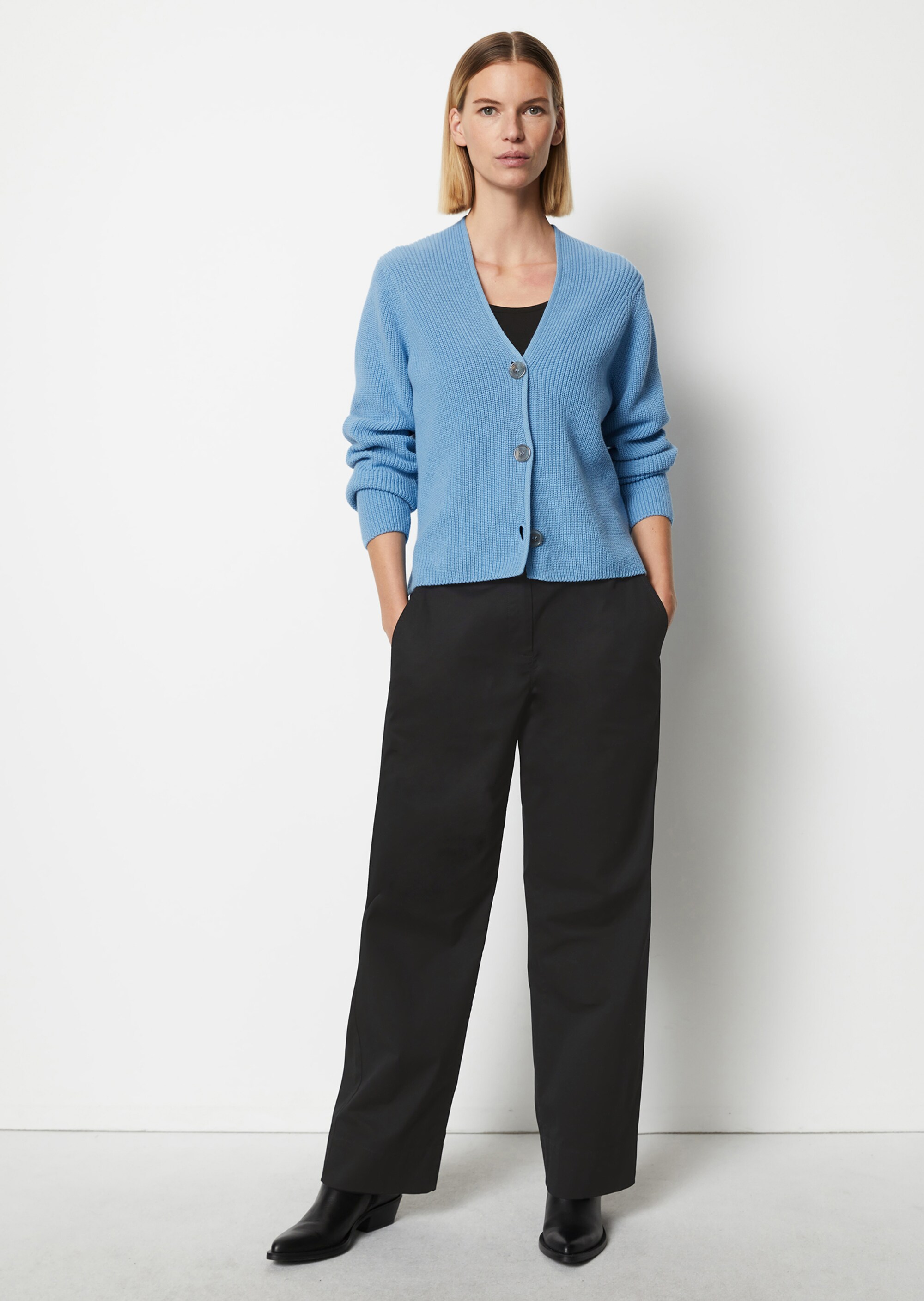 V-Neck-Cardigan relaxedaus Heavy-Weight-Organic-Cotton