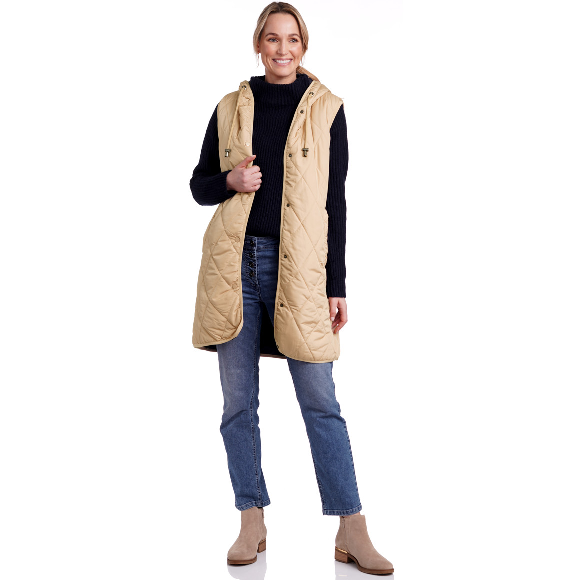 Gina Benotti Damen Steppweste mit Kapuze beige