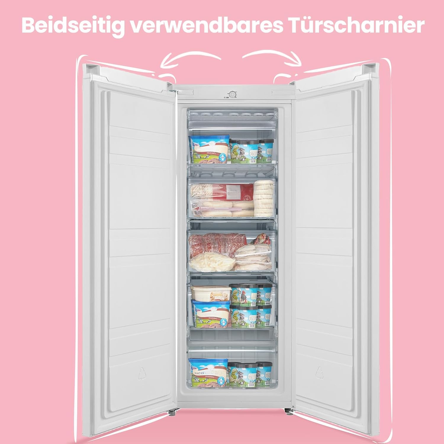 RCU160WH2(E) Gefrierschrank/142cm hoch/160L Gefrierteil/183 kWh/Jahr/Türanschlag wechselbar/Hochwertiger GMCC-Kompressor/Temperaturregelung/Verstellbare Standfüße/Weiß
