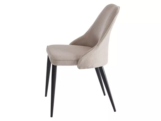 Lot de 2 chaises en tissu et métal - Crème - EZRA