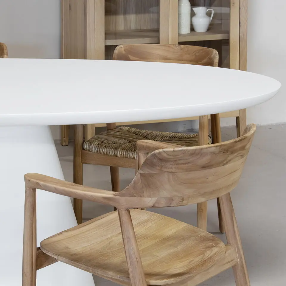 Eettafel Ovaal 200cm - Wit Eco Composiet - Acryl Coating - Cleo