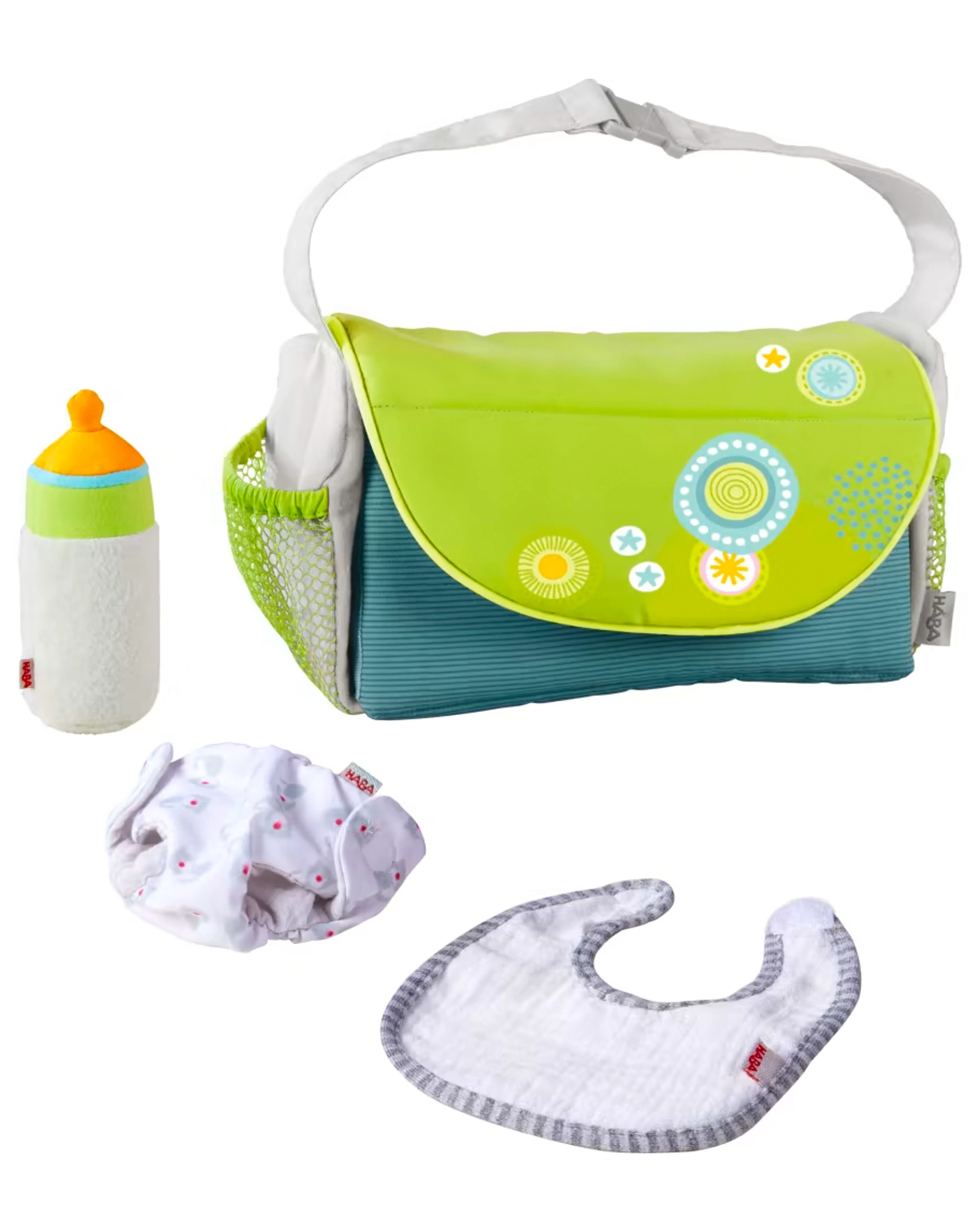 Puppen-Wickeltasche SOMMERWIESE 4-teilig