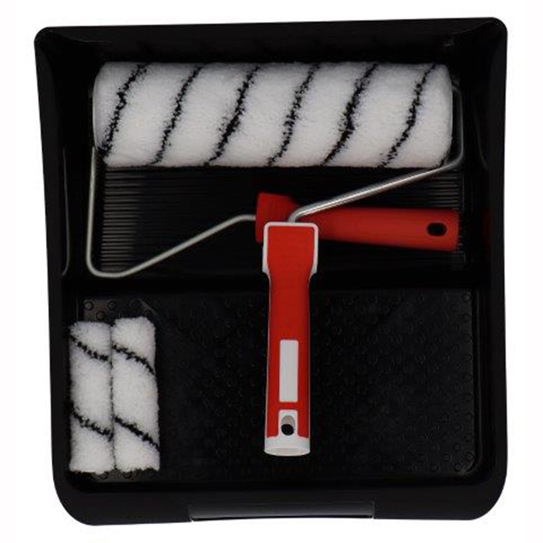 profitan Roller-Set - schwarz-rot - 6-teilig - für glatte Wände