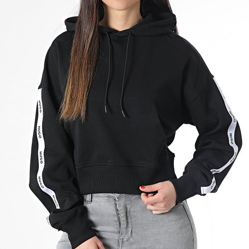 Sweat Capuche Crop A Bandes Femme Defira 50489128 Noir