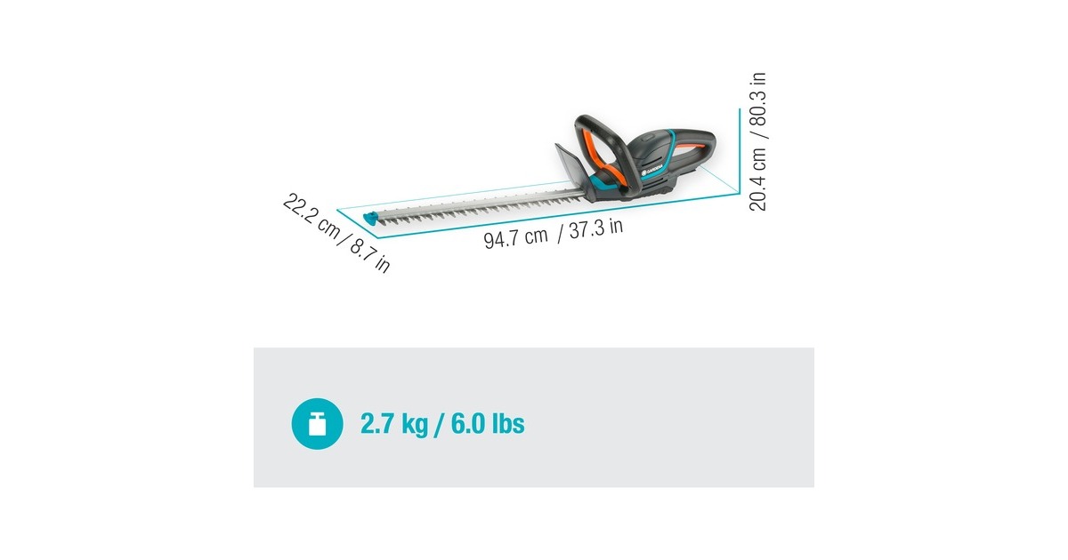 GARDENAAccu heggenschaar ComfortCut 50/18V P4A solo  (Grijs/turquoise, 14730-55, Accu niet inbegrepen)