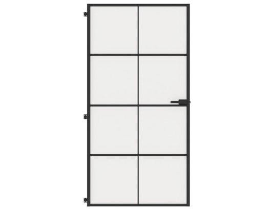 VIDAXL - Porte verre Porte intérieure mince noir verre trempé aluminium