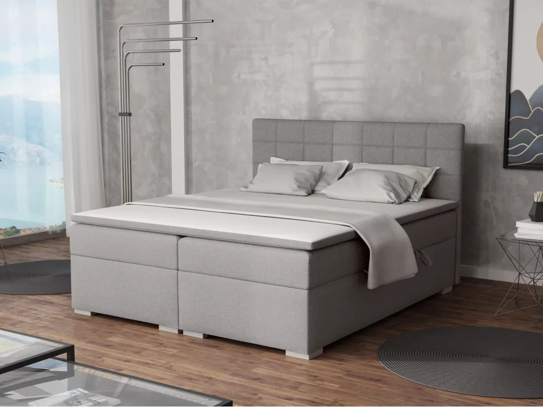 LIT BOXSPRING avec rangements pour la literie Torland, 180x200 cm, Lux 05 (Gris clair)