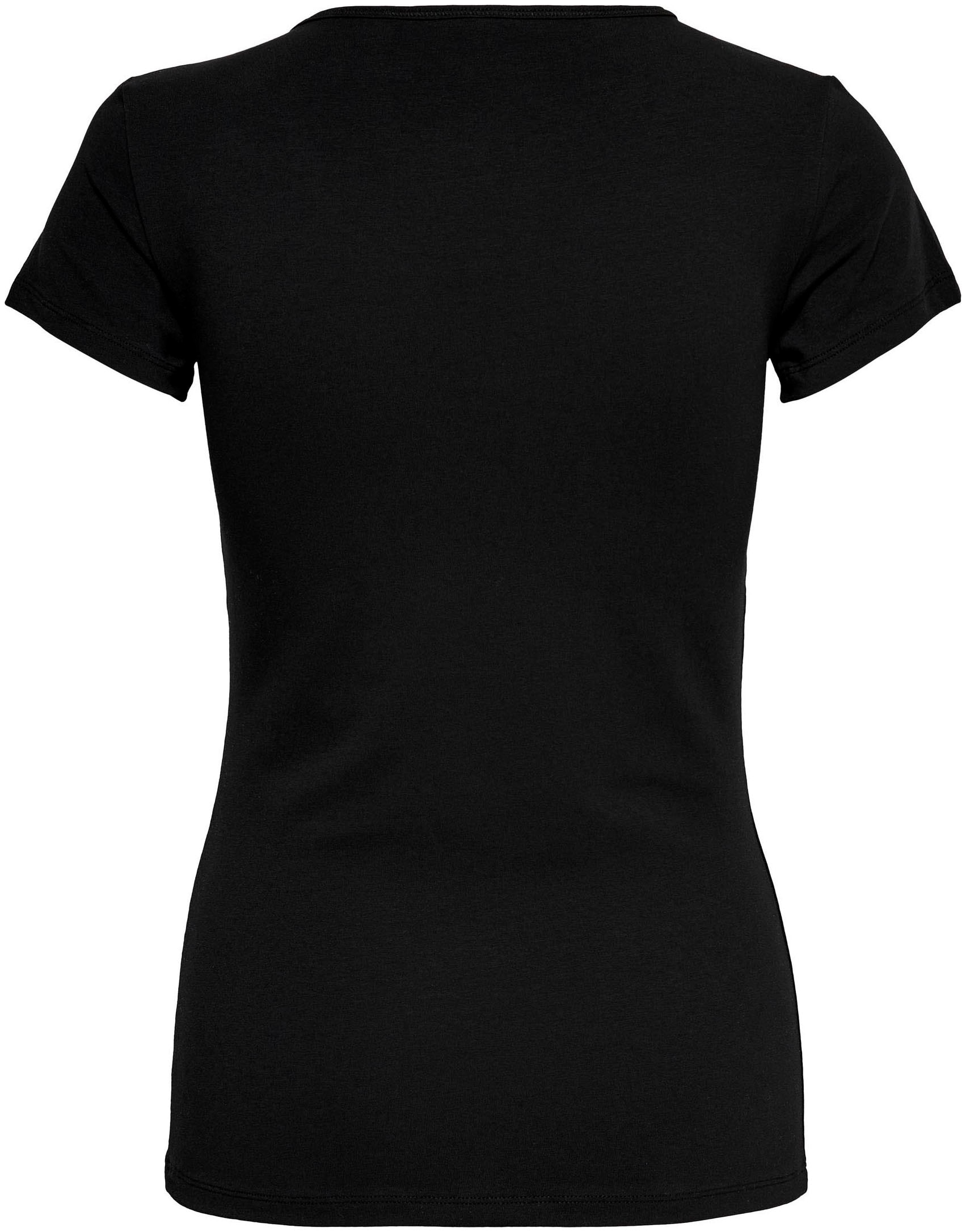 ONLY Rundhalsshirt »ONLLIVE – Rundhalsshirt mit figurbetonter Silhouette«, sehr figurbetont, modisch, Baumwollmischung, Jersey, tiefer Rundhals