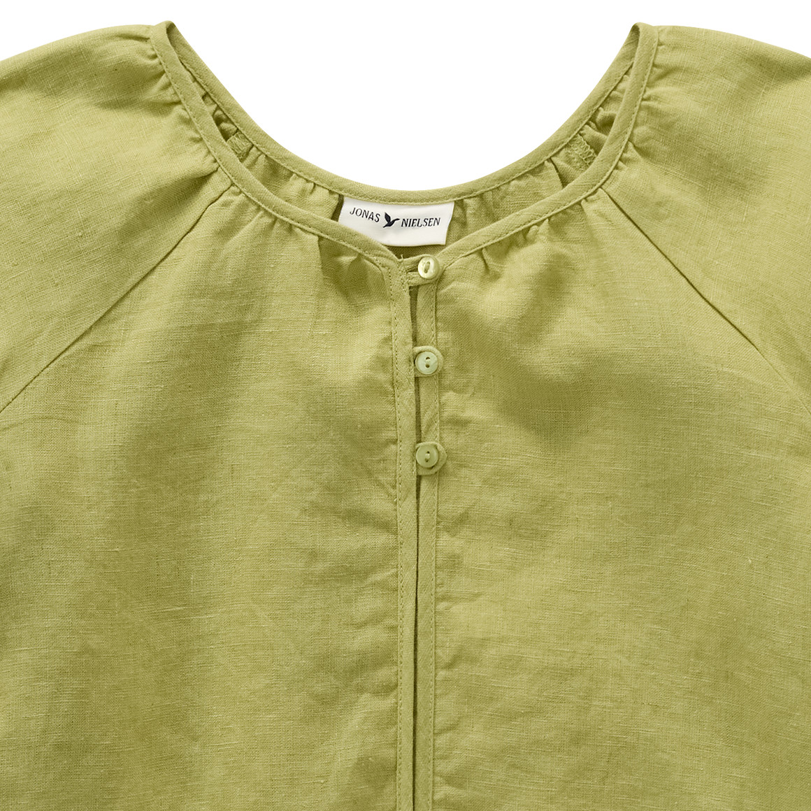 Jonas Nielsen Mädchen Leinen-Bluse unifarben limette