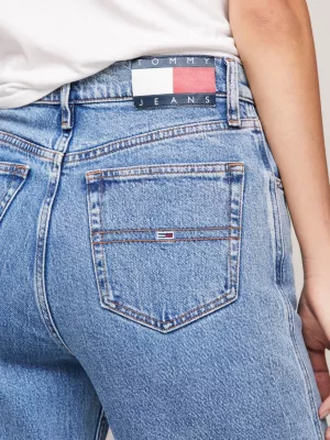 Calça jeans Betsy de cintura média, pernas largas e lavagem desbotada.