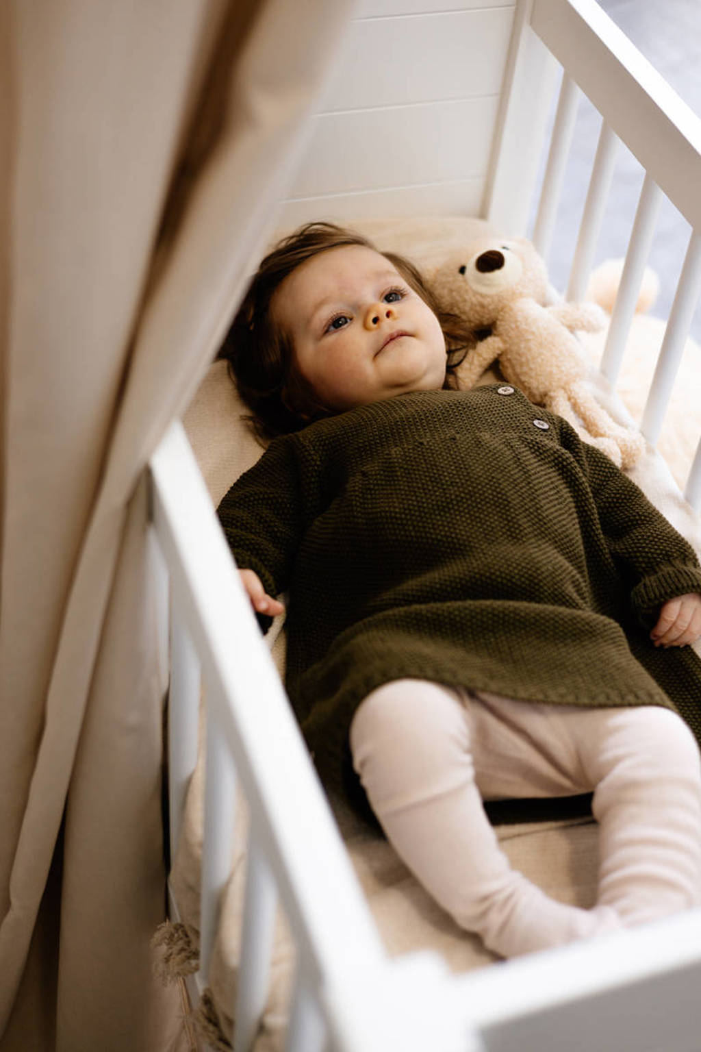 Quapi baby gebreide jurk FELINE donkergroen