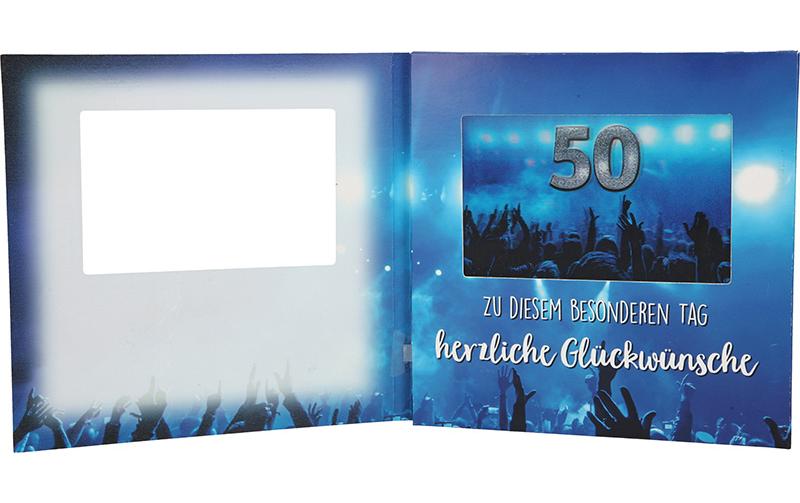 Musikkarte mit Licht 50 Mitten im Leben!Geburtstagskarte mit Musik für den runden Geburtstag