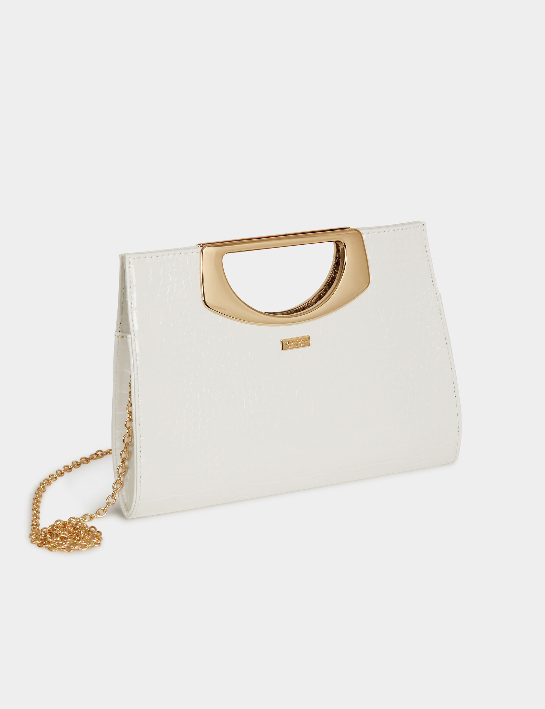 Sac pochette aspect croco blanc femme - blanc