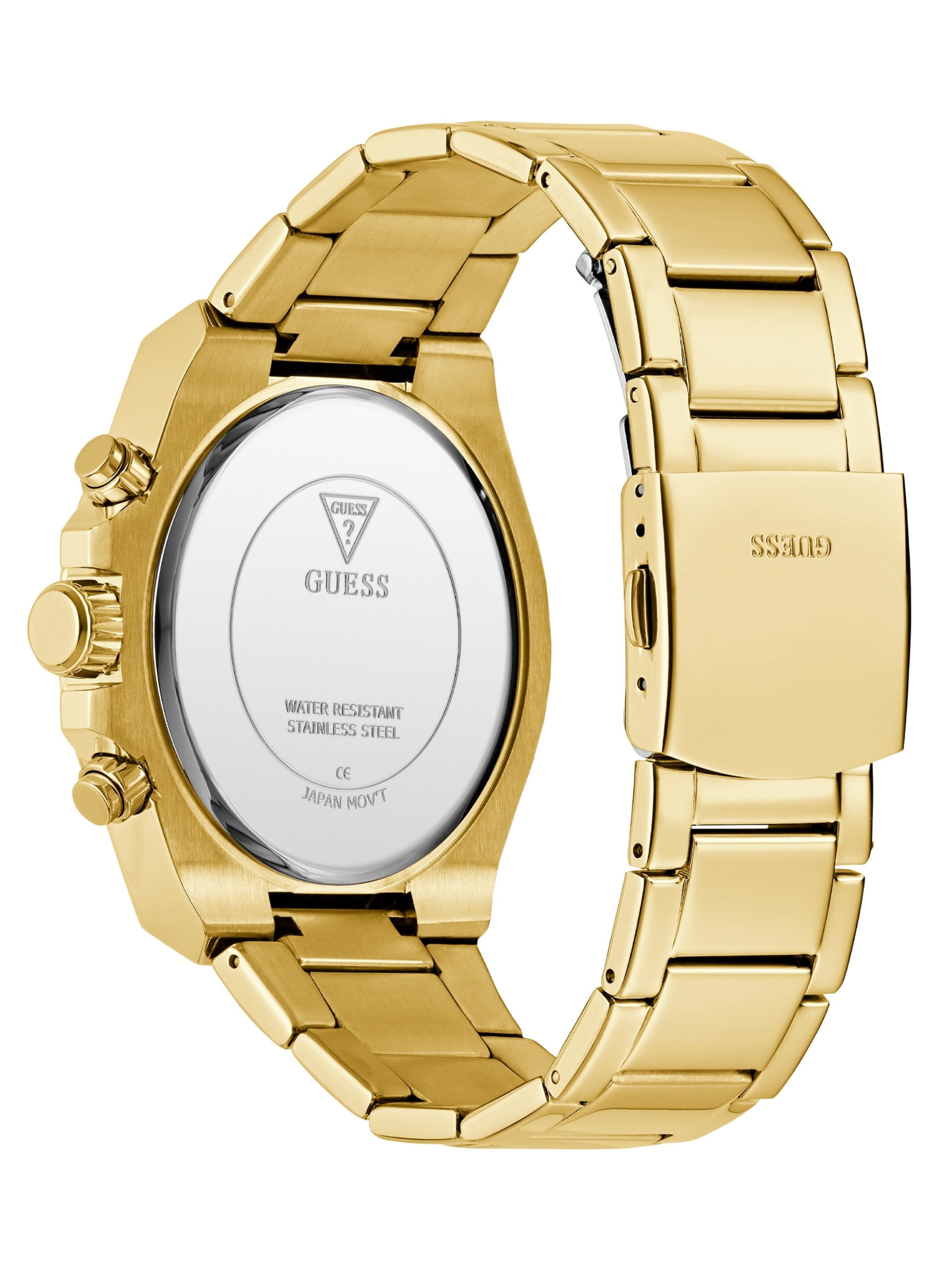 Relógio multifuncional com strass dourado