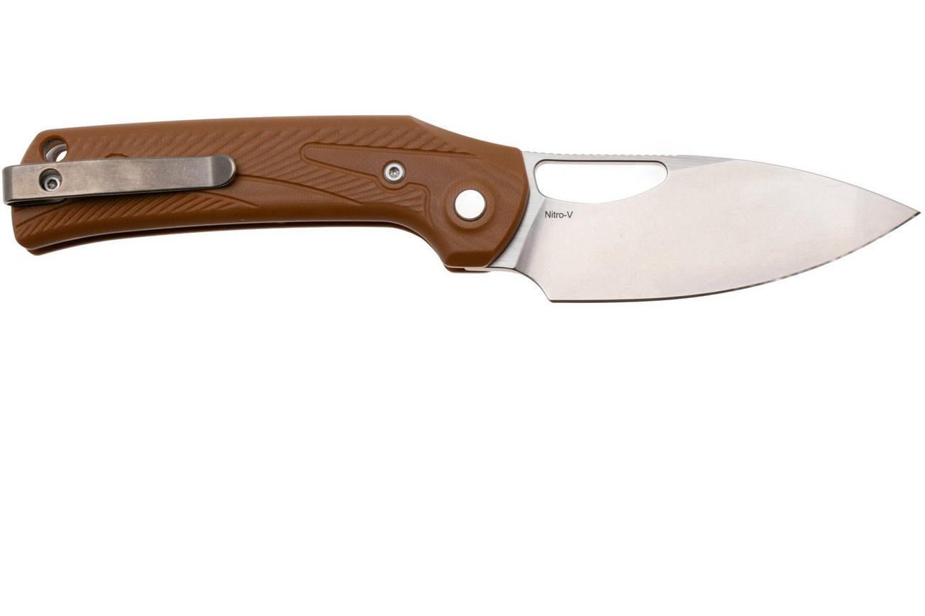 Reate PL-XE Stonewashed Nitro-V, Tan G10, zakmes