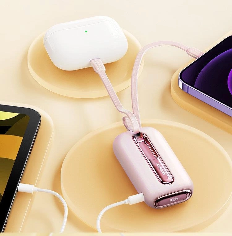 (22.5W) 10000mAh USB A / USB C Powerbank Power Delivery Ladegerät inkl. USB C / Lightning Ladekabel mit LED Anzeige (JR-L012) - Rosa