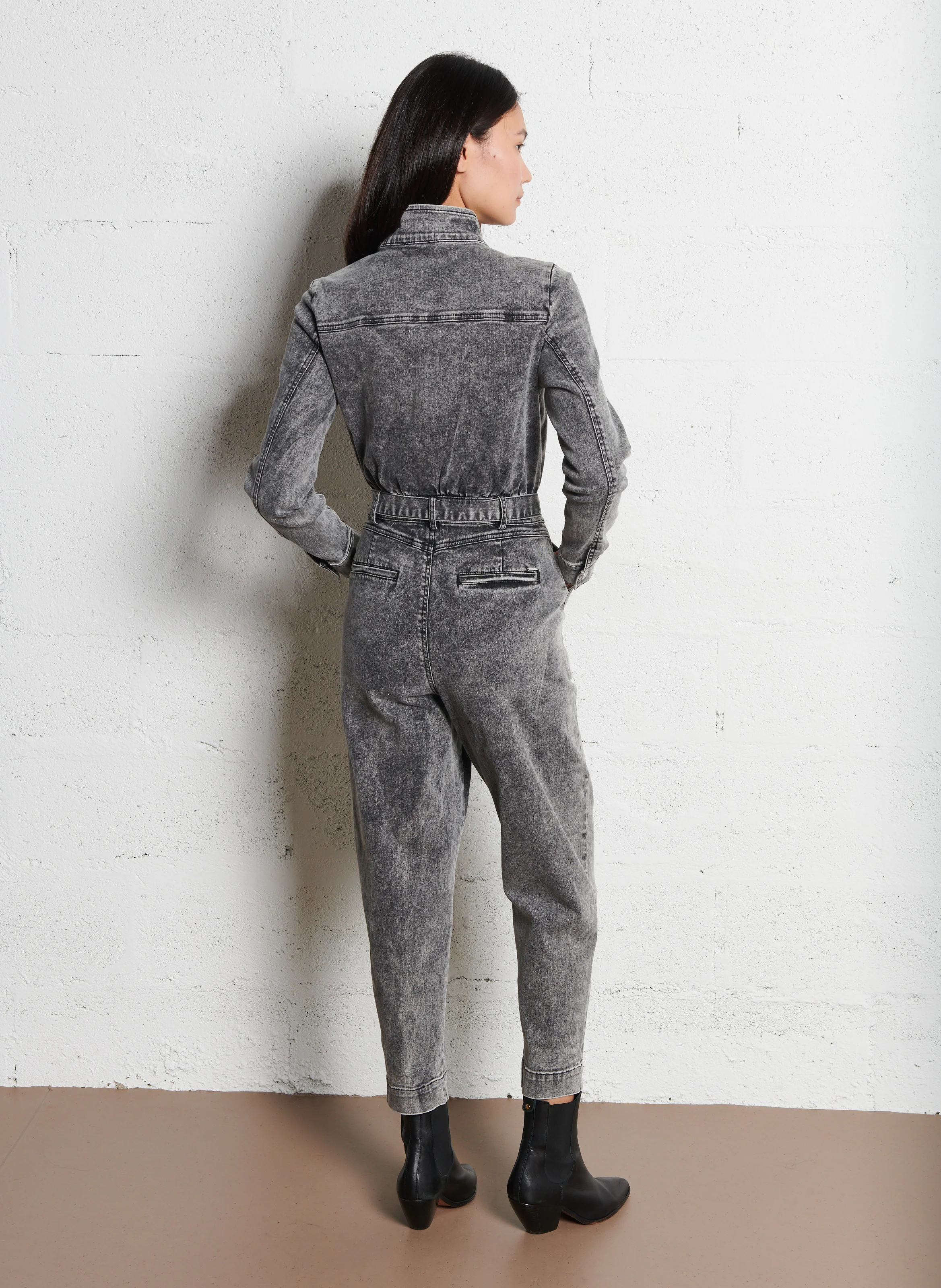 Combinaison col montant en jean | Gris
