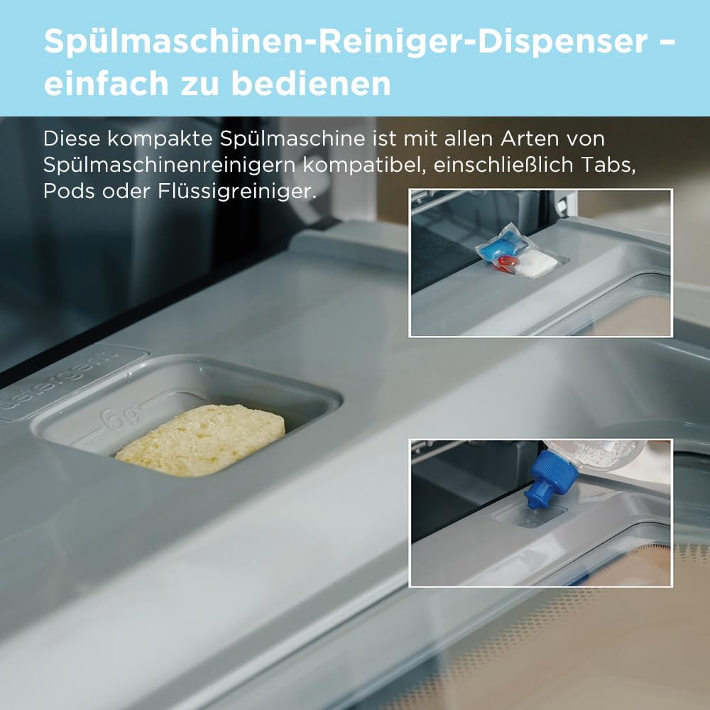 Midea Tischgeschirrspüler für 3 Gedecke, mit und ohne Wasseranschluss Verwendbar, IOT-Steuerung, 6+1 Programme, Touch Control, Mini Geschirrspüler für Wohnungen, Schlafsäle und Wohnmobile