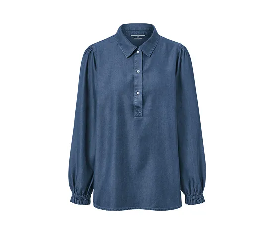 Jeansbluse mit Puffärmeln