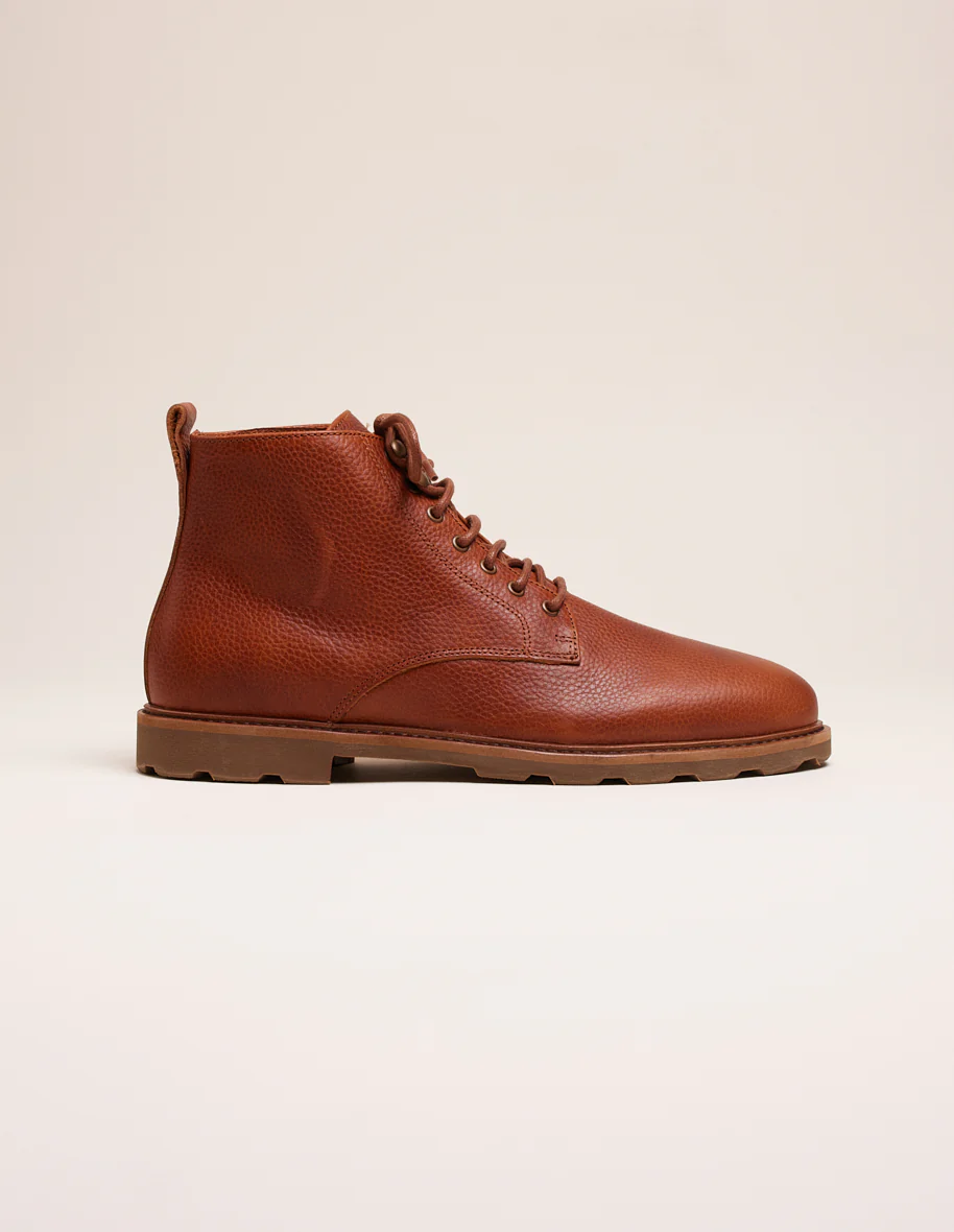 Bottines Eugène - Cuir pull up grainé cognac