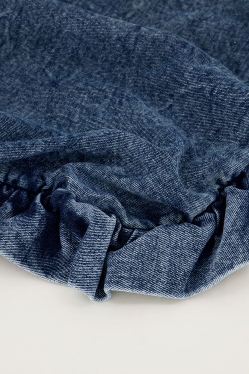 Blauwe denim shopper met ruffles