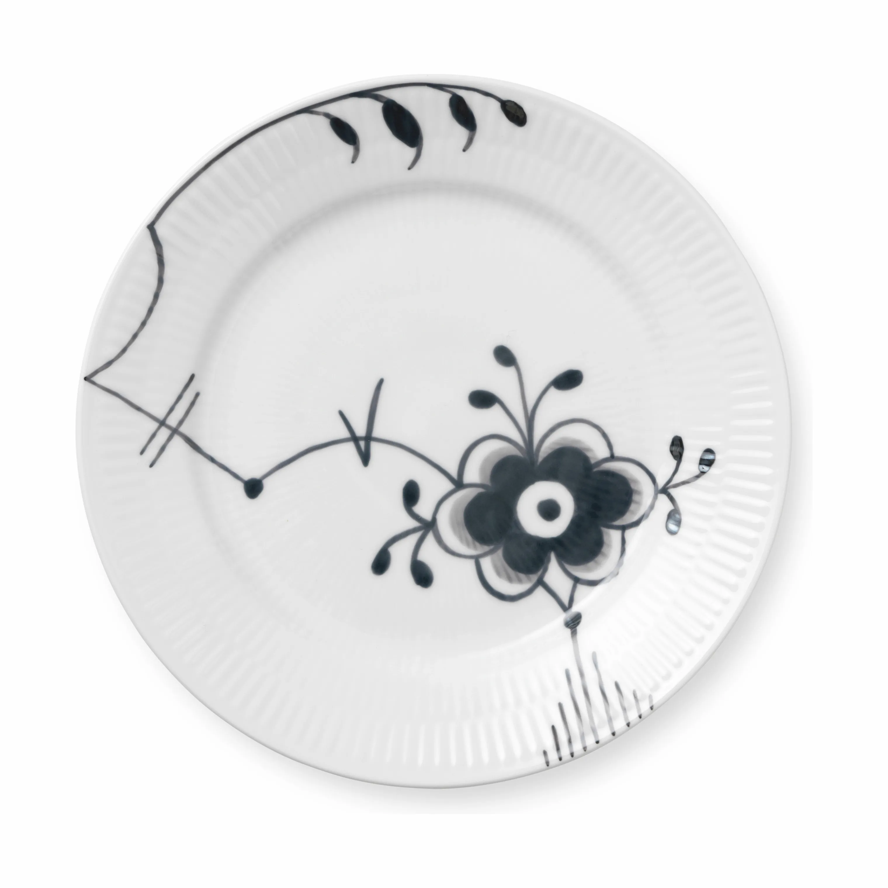 Royal Copenhagen Sort Mega Riflet Desserttallerken #6