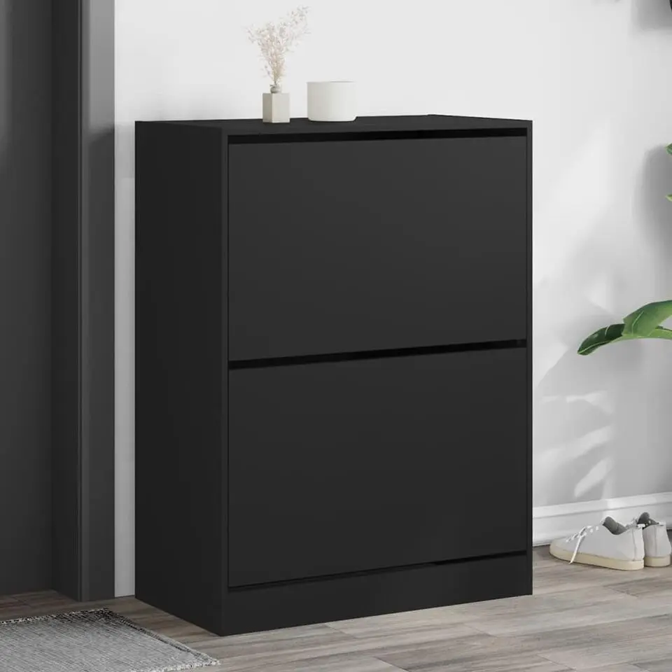 vidaXL - Schoenenkast - Zwart - Bewerkt hout - 80 x 42 x 108 cm