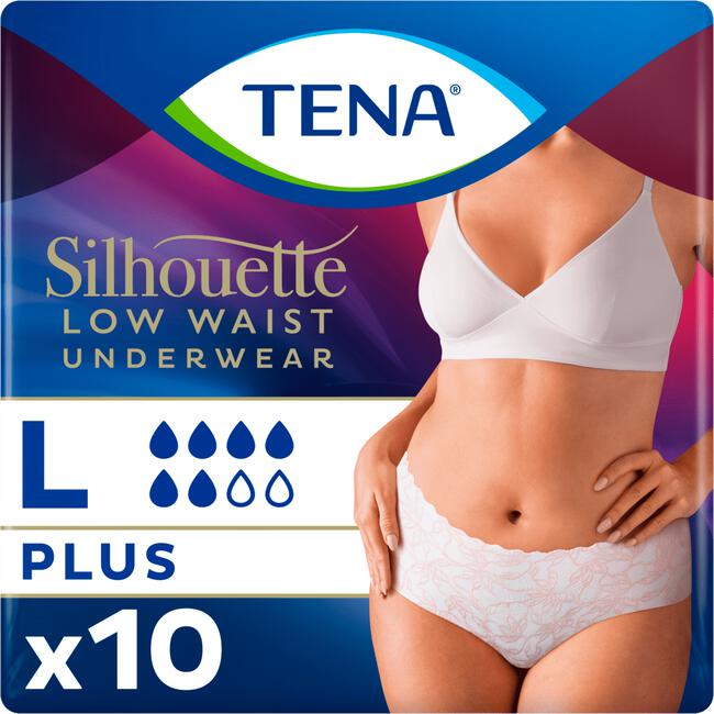 TENA Silhouette Plus Wegwerp BroekjesWit Low WaistL 10 stuks